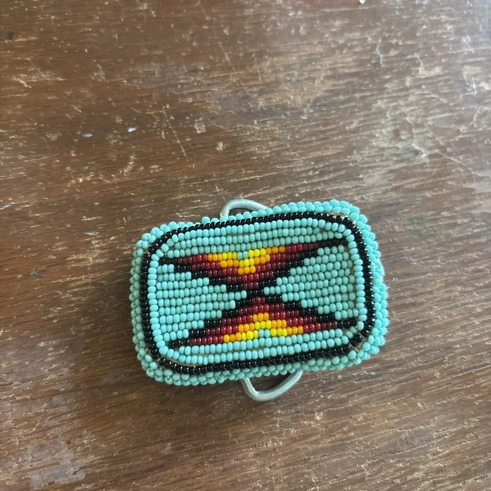Native American Indian Southwestern Tribal Turquoise Beaded Belt Buckle